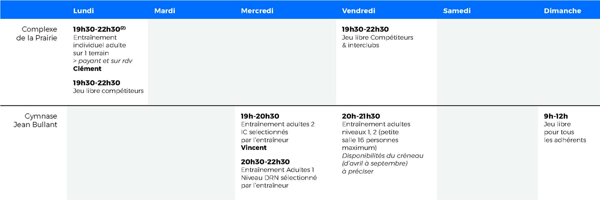 Creneaux Competiteurs 2017 2018