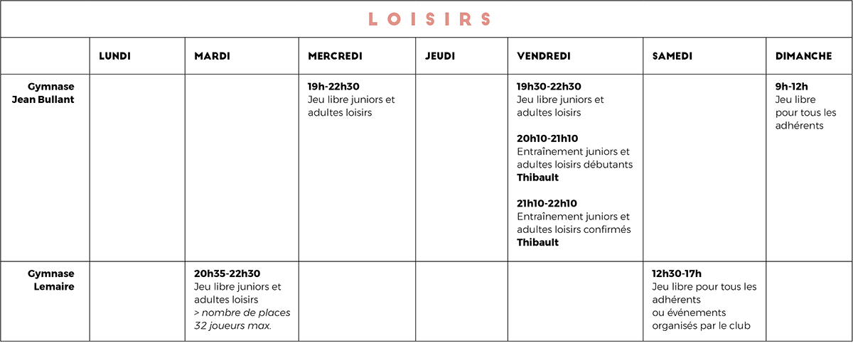 Useebadminton Creneaux 2021 2022 Loisirs
